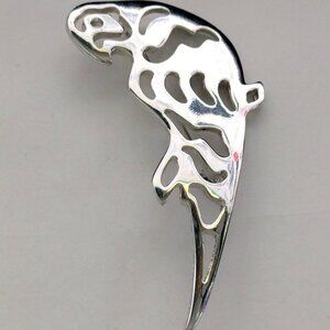 Vintage Ginnie Johansen Macaw Parrot Silver Tone Brooch Pin